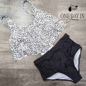 Aleumdr High Waist Flounce Bikini Swimsuit Size L